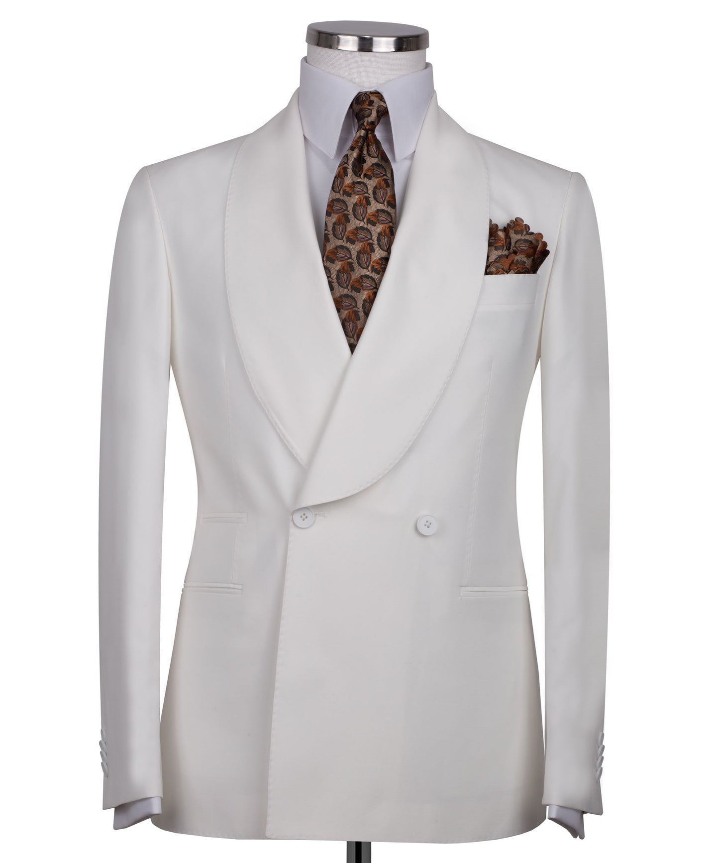 Shawl collar white classic suit