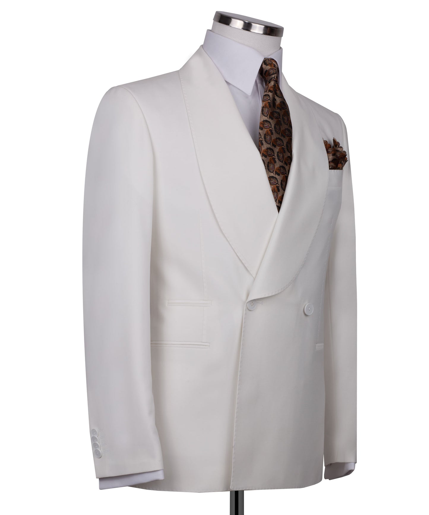 Shawl collar white classic suit