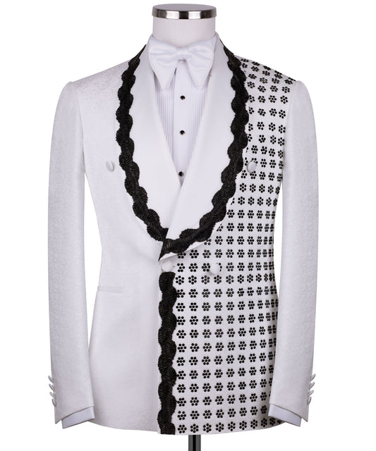 stone embroidered white tuxedo