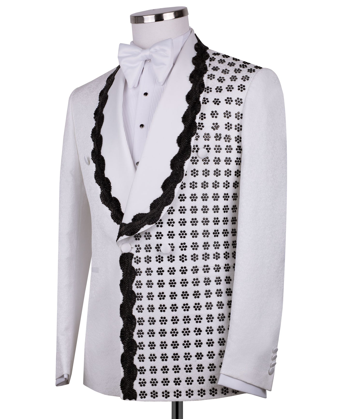 stone embroidered white tuxedo