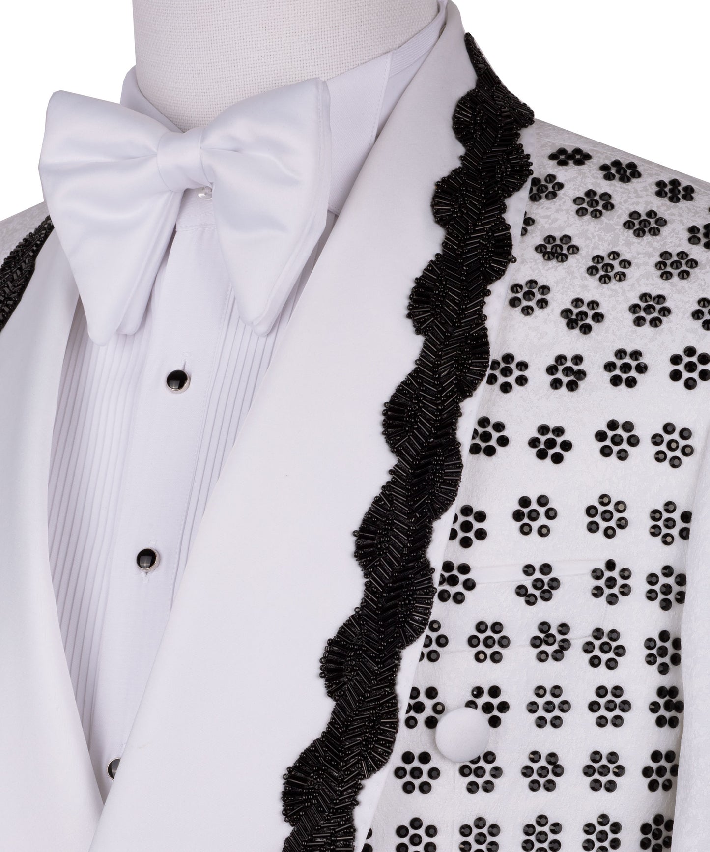 stone embroidered white tuxedo