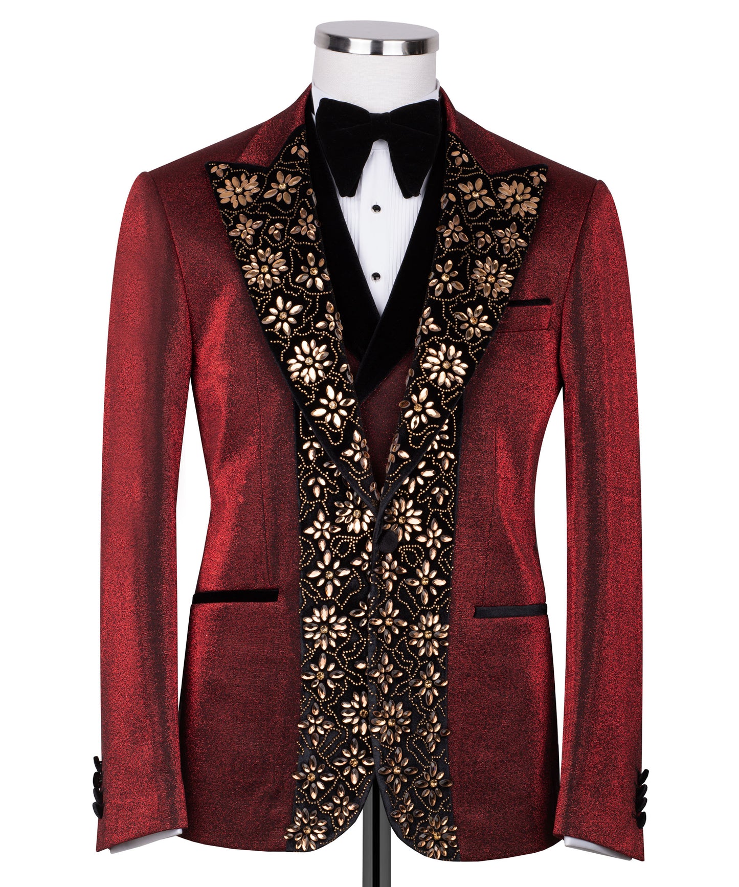 Velvet collar stone embroidered tuxedo