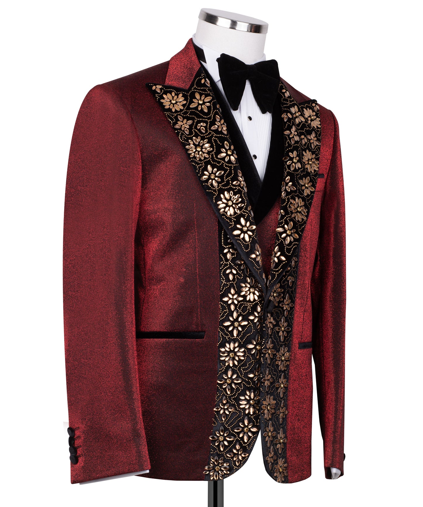 Velvet collar stone embroidered tuxedo
