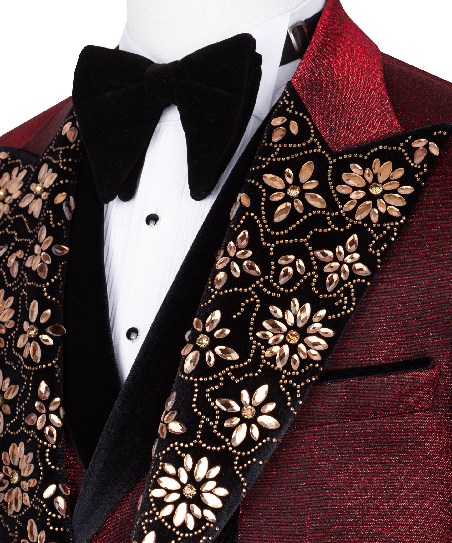 Velvet collar stone embroidered tuxedo