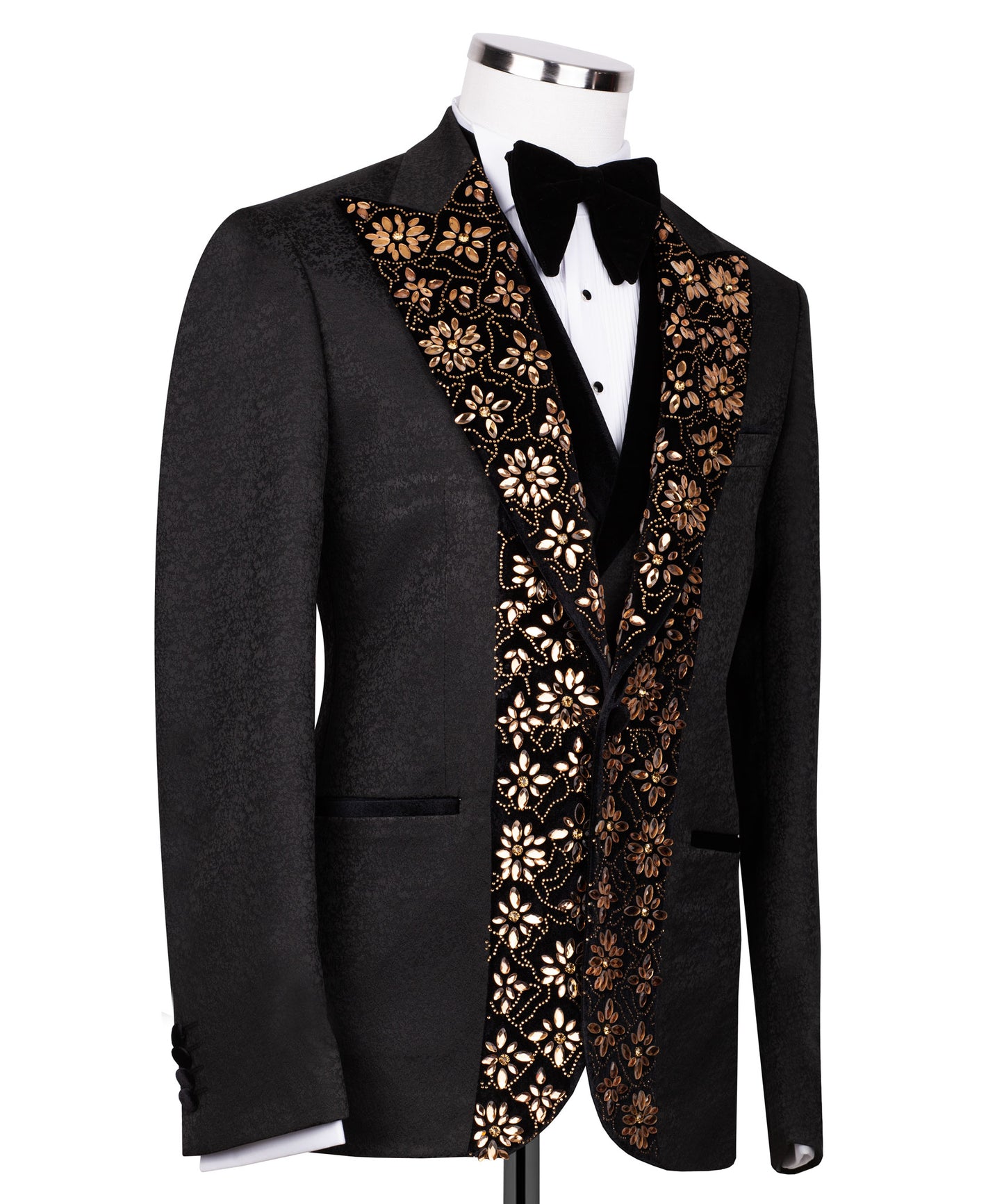 Velvet collar stone embroidered tuxedo