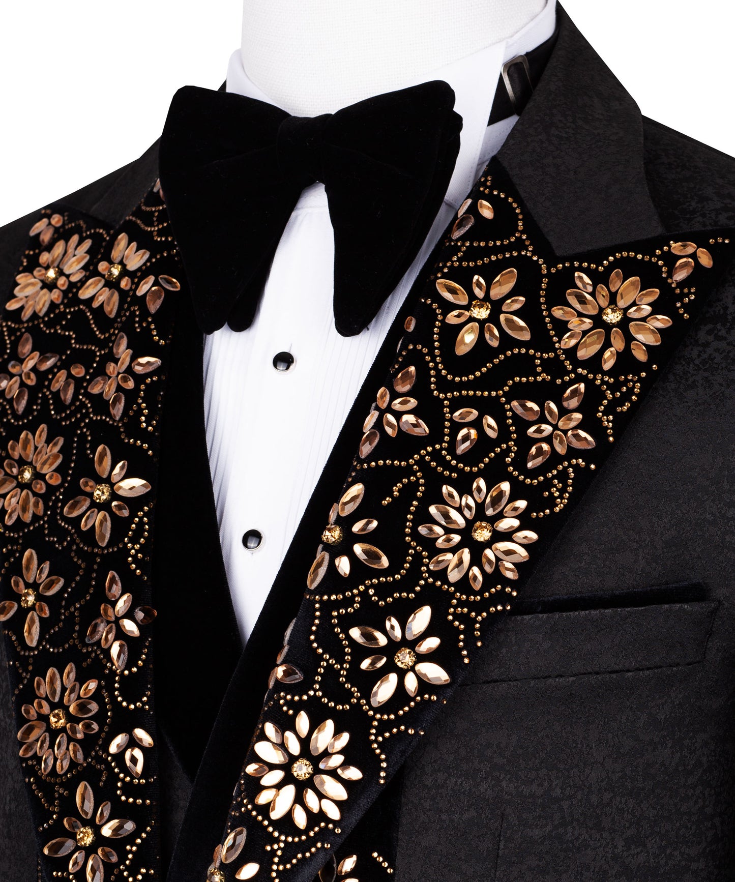 Velvet collar stone embroidered tuxedo