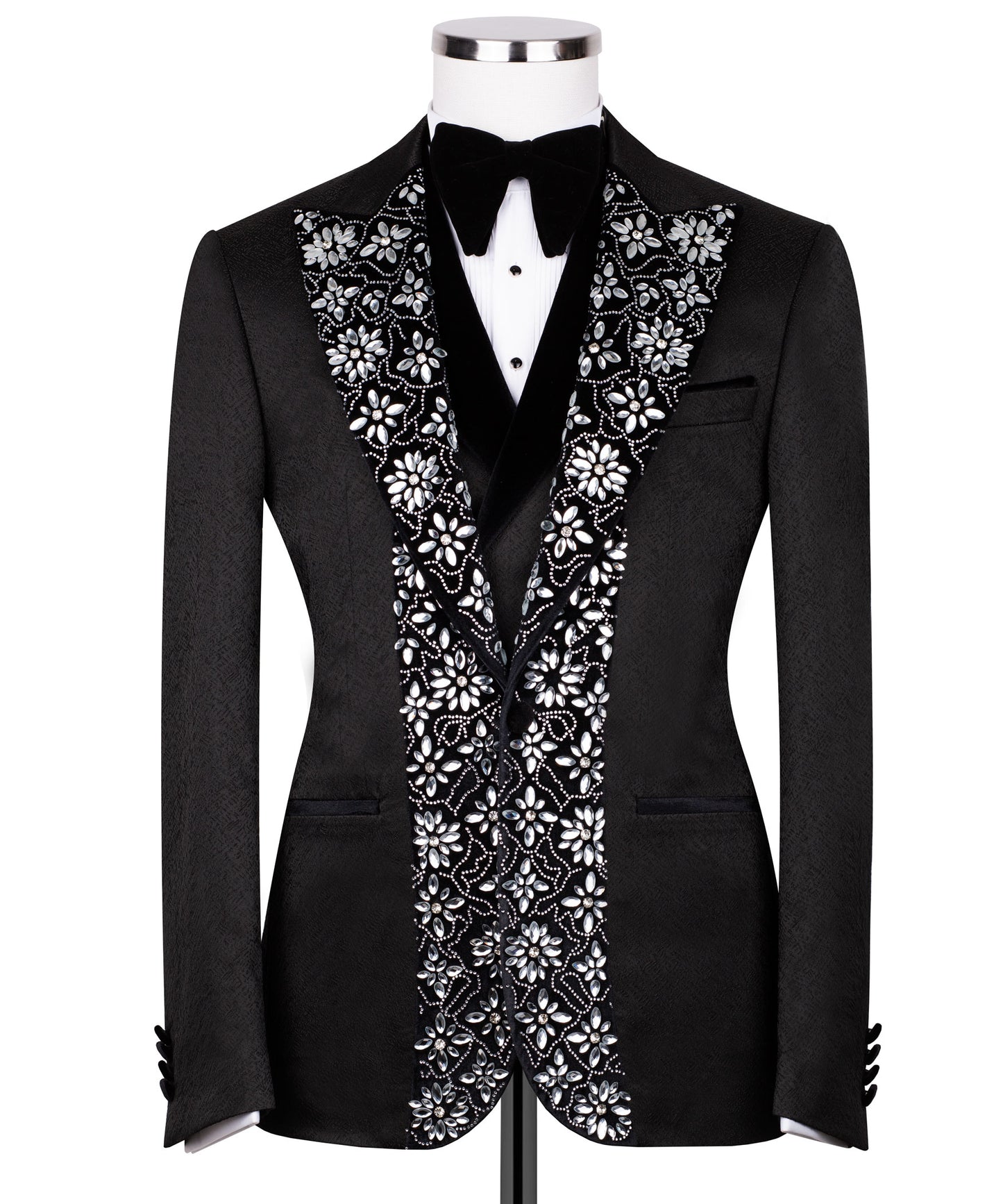 Velvet collar stone embroidered tuxedo