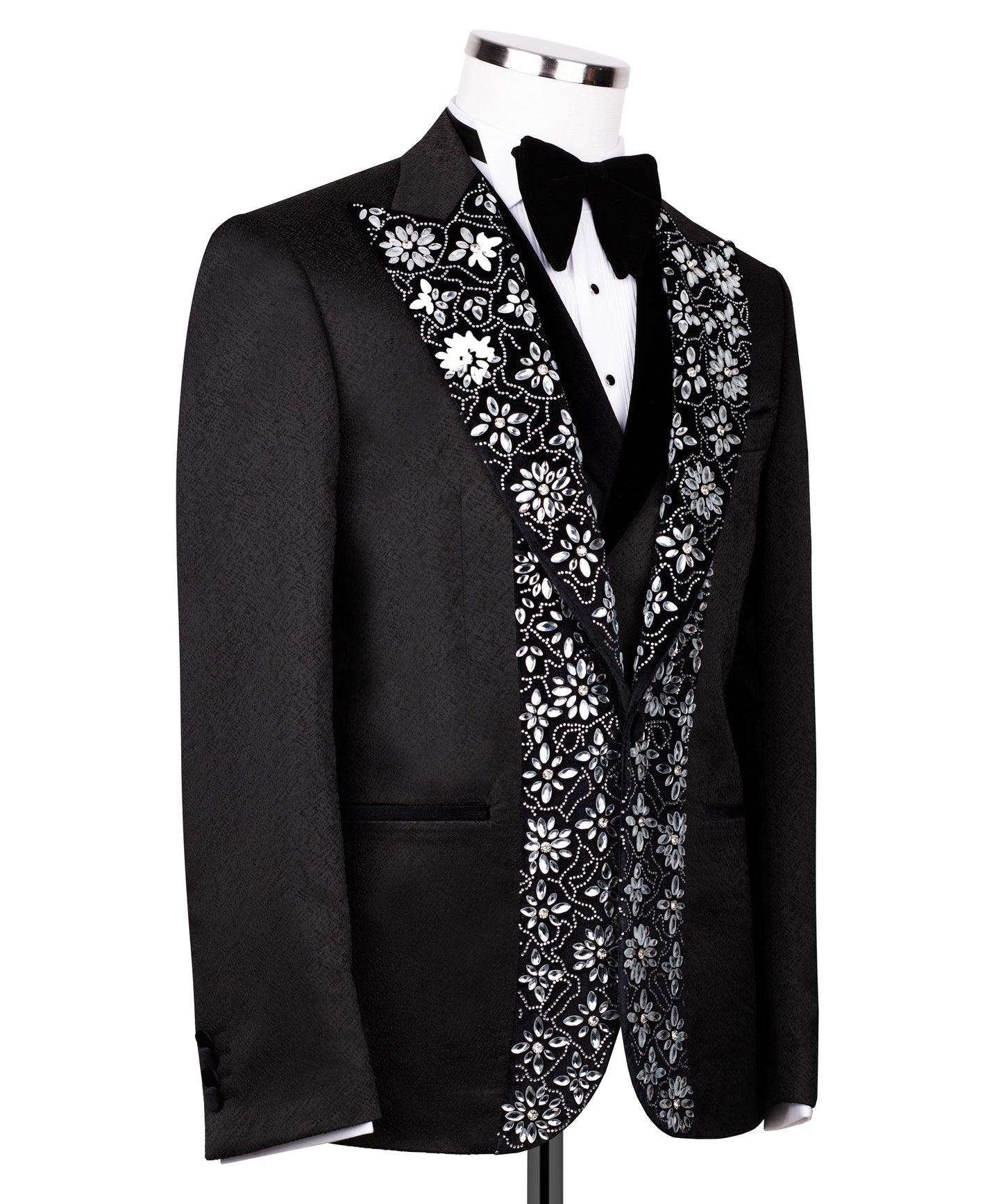 Velvet collar stone embroidered tuxedo