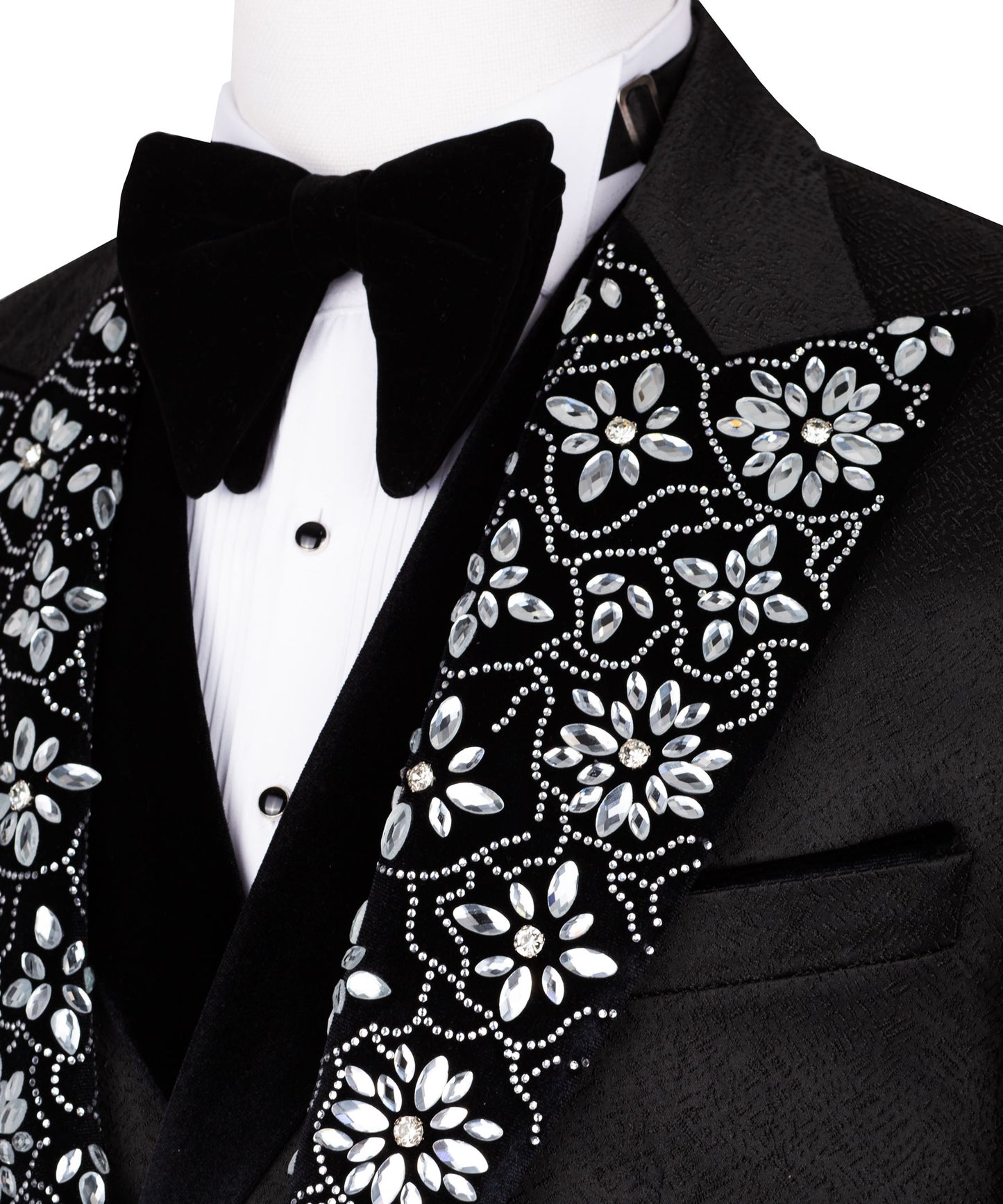 Velvet collar stone embroidered tuxedo