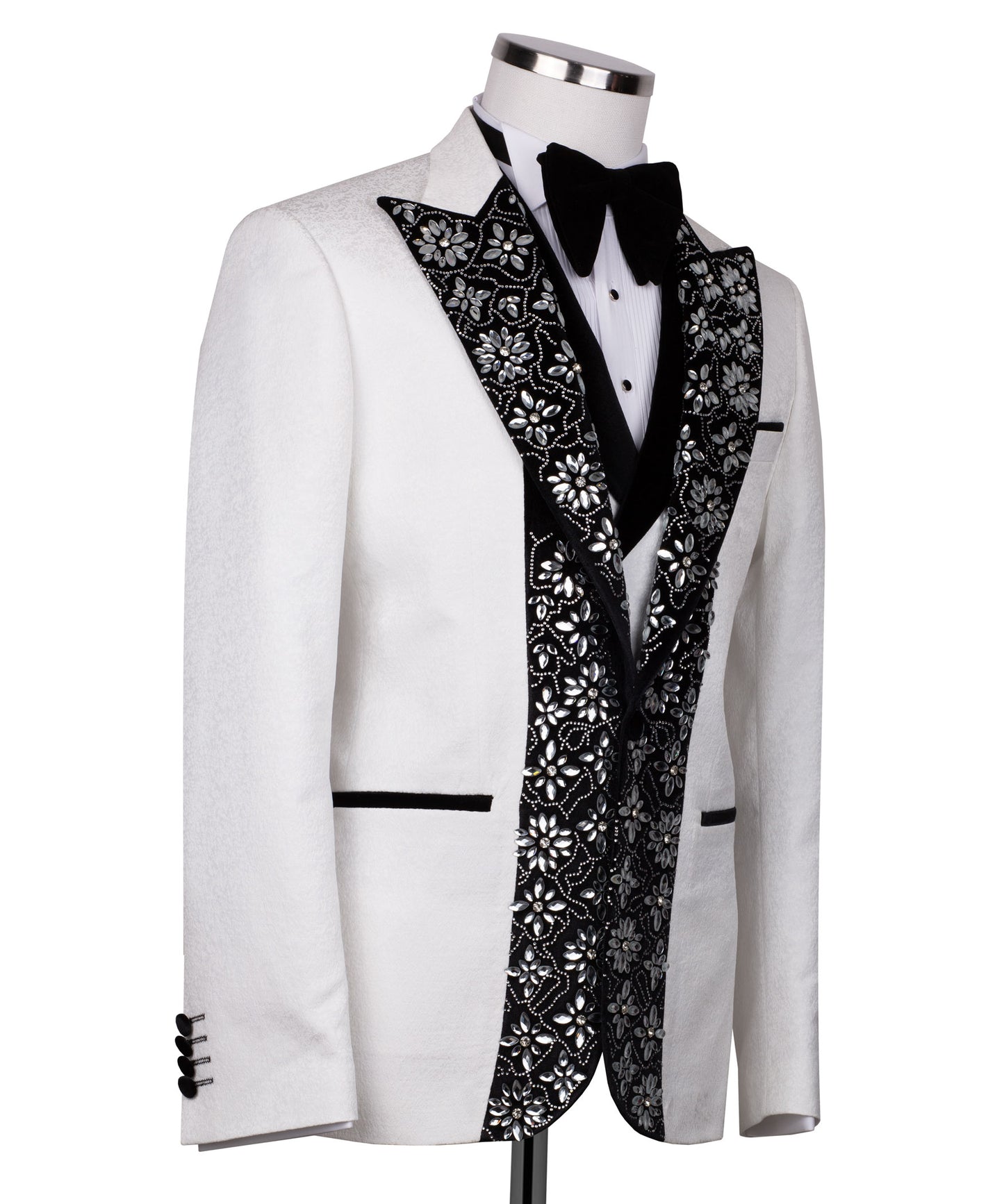 Velvet collar stone embroidered tuxedo