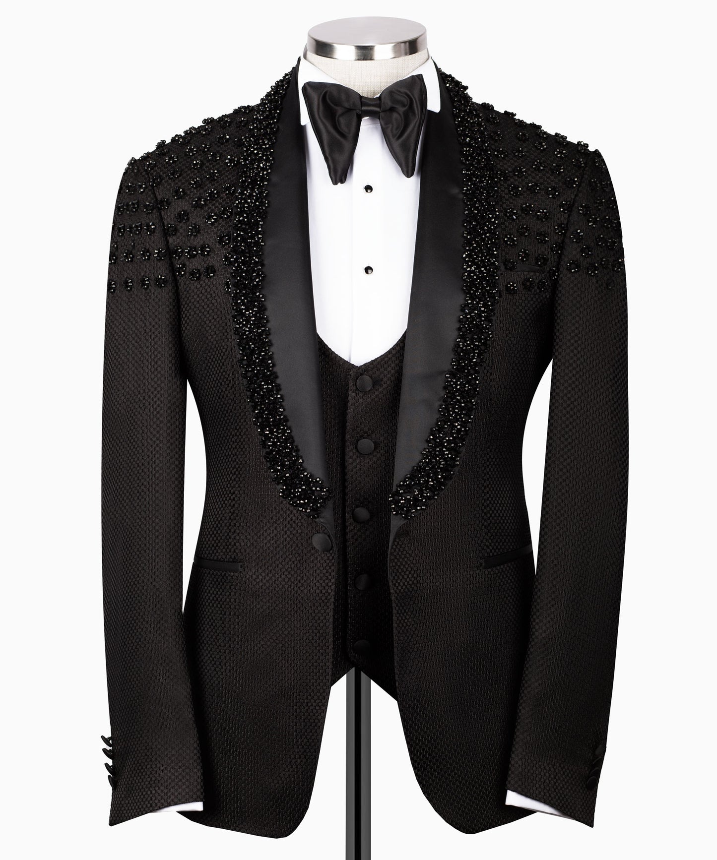 Black Rhinestone Embroidered Tuxedo