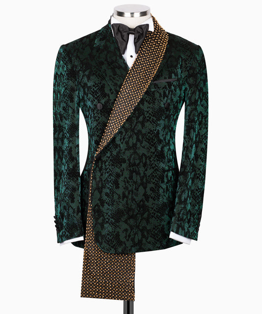 Snake Patterned Dark Green Tuxedo