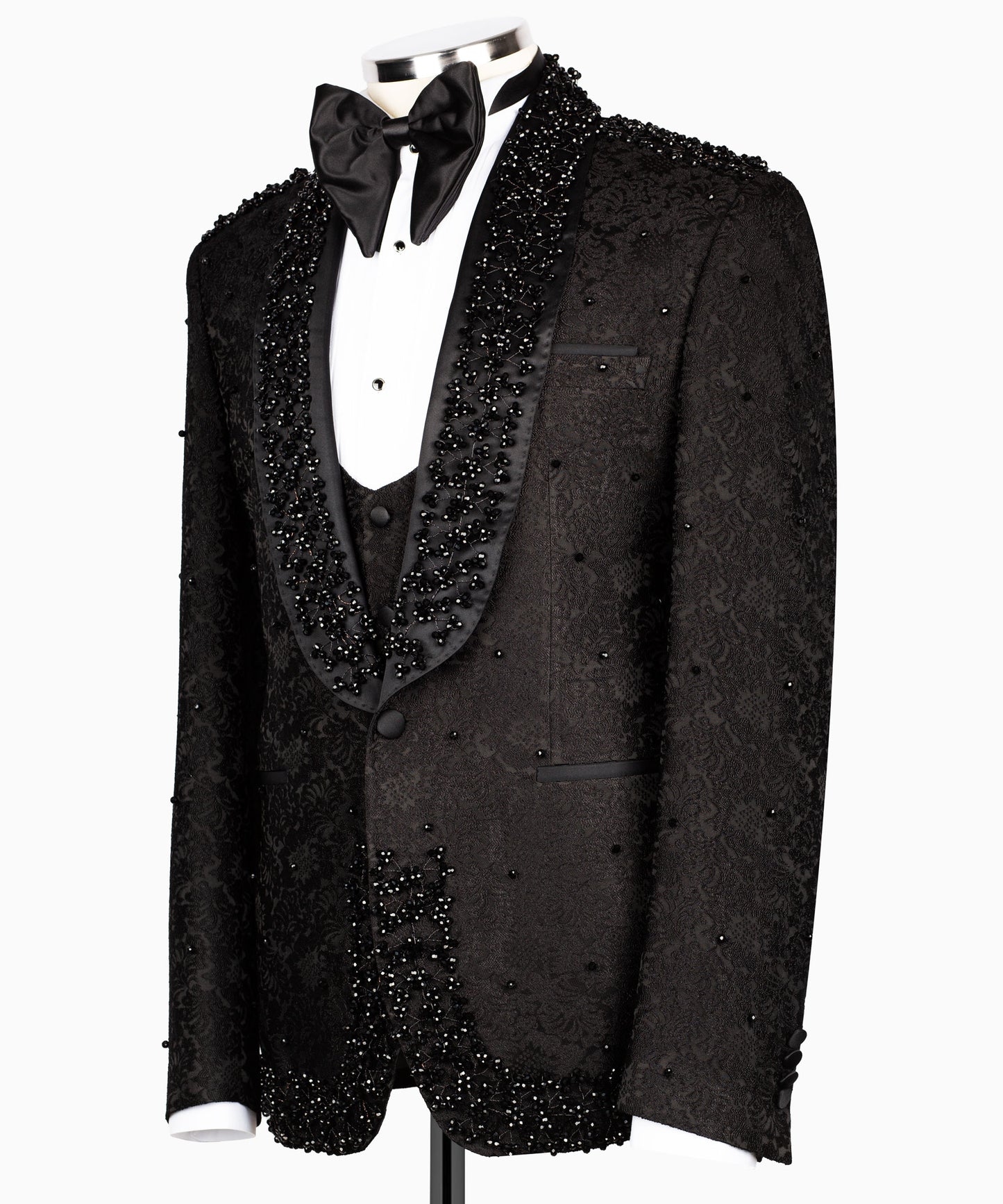 Rhinestone Embroidered Black Tuxedo