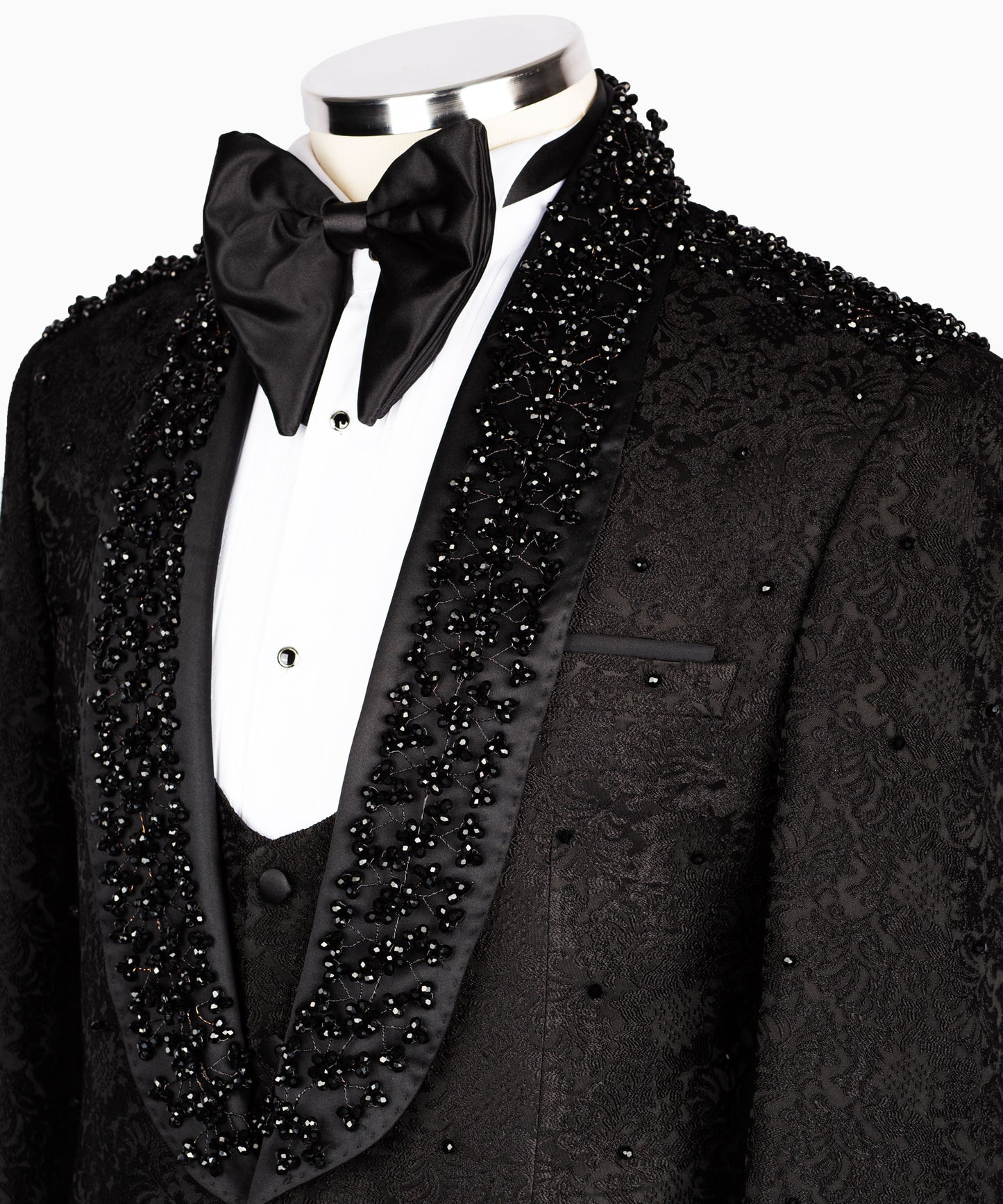 Rhinestone Embroidered Black Tuxedo