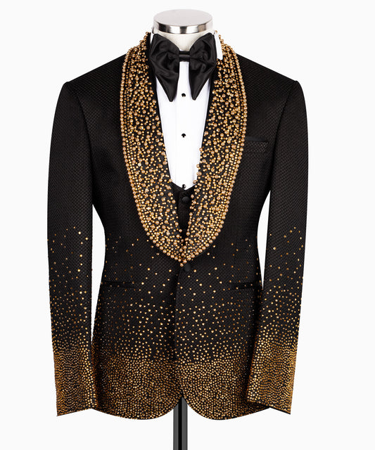 Gold Rhinestone Embroidered Tuxedo