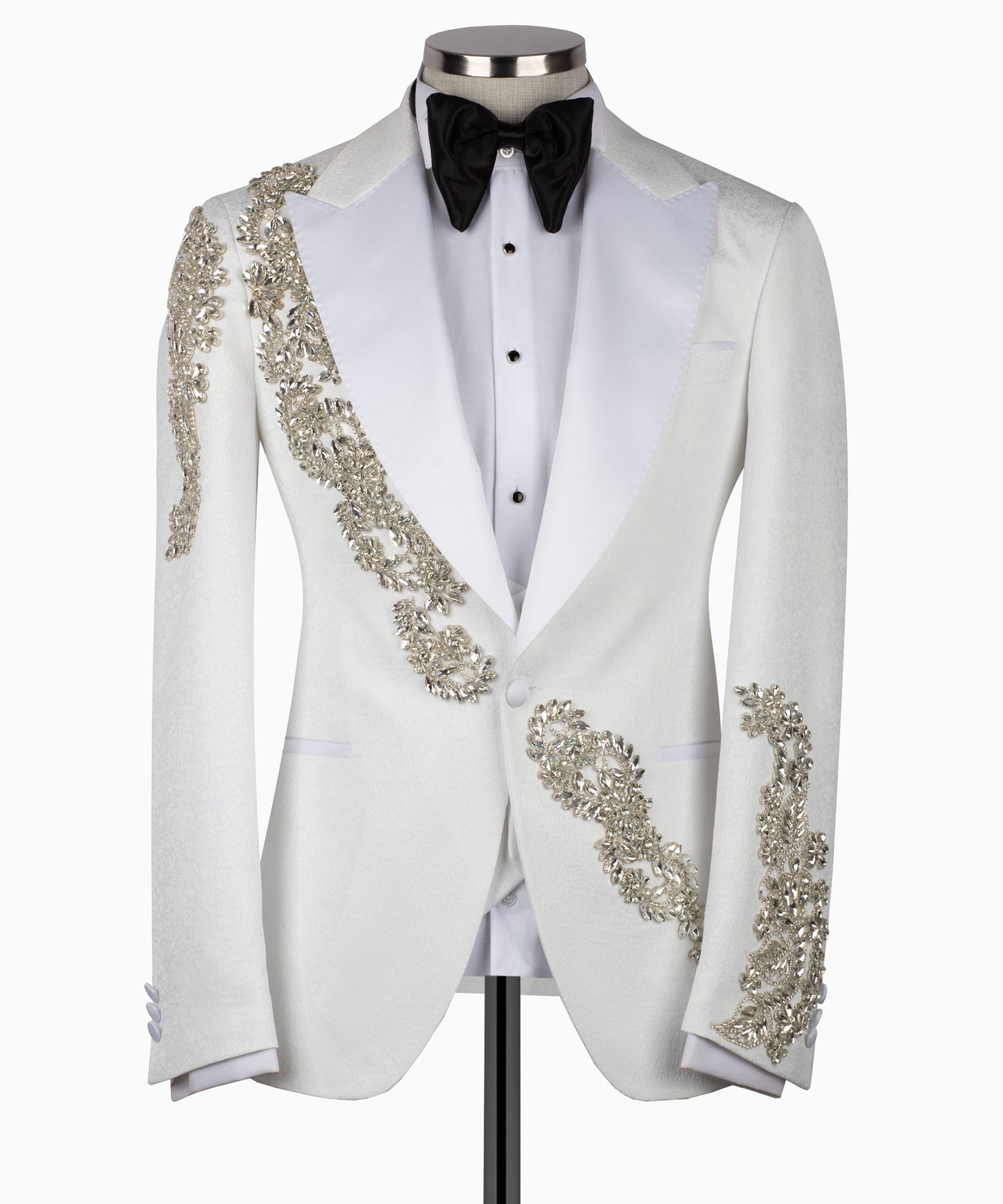 Rhinestone Embroidered White Tuxedo