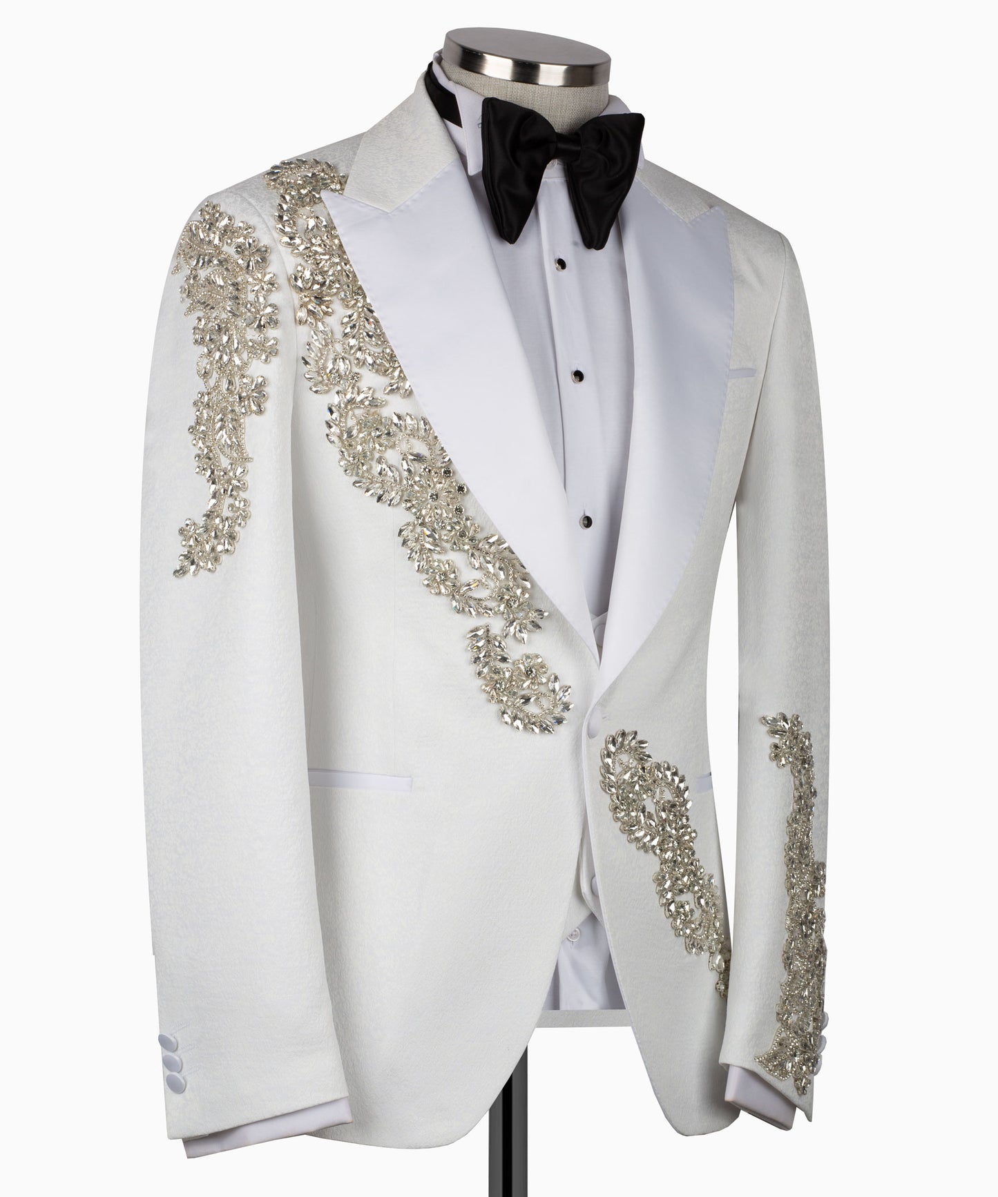 Rhinestone Embroidered White Tuxedo