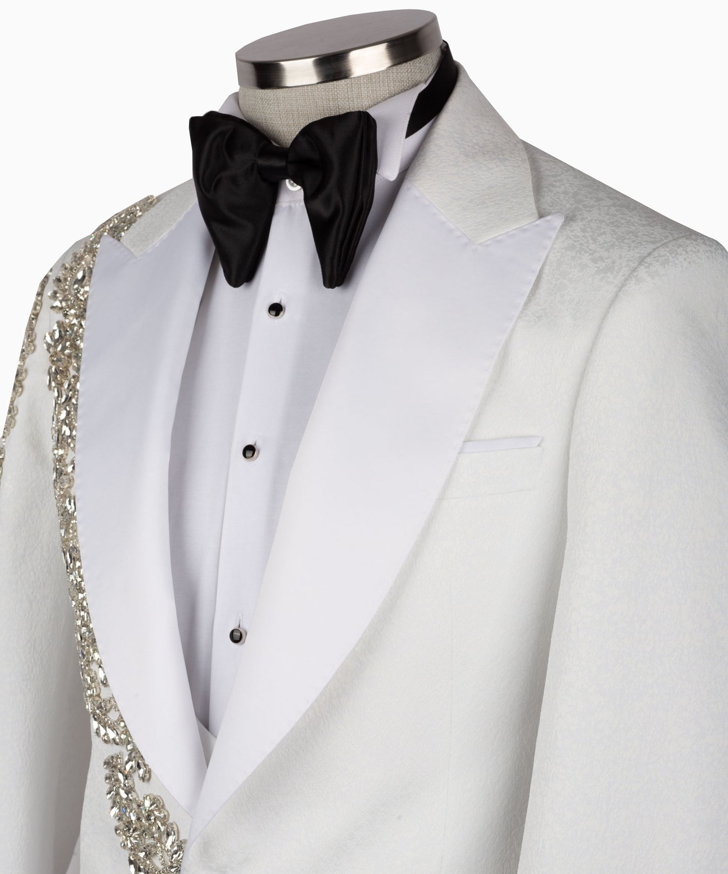 Rhinestone Embroidered White Tuxedo