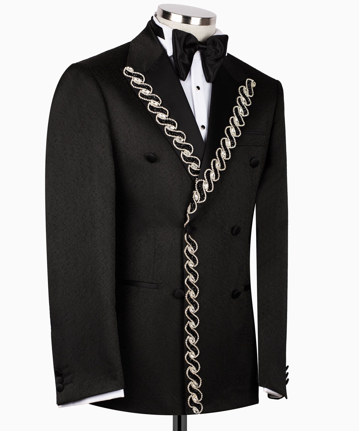 Rhinestone Embroidered Black Tuxedo