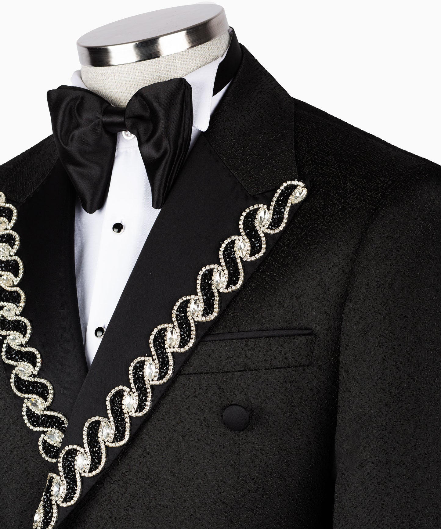Rhinestone Embroidered Black Tuxedo