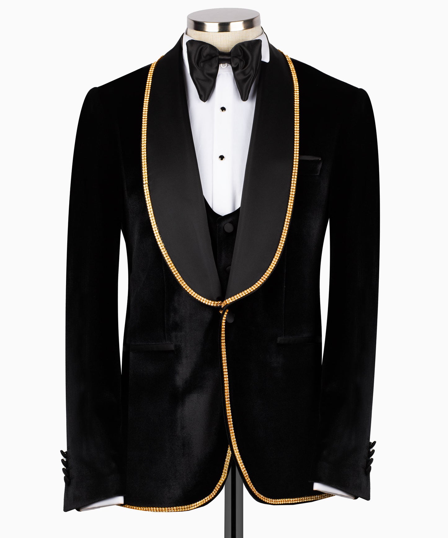 Gold Rhinestone Embroidered Velvet Tuxedo