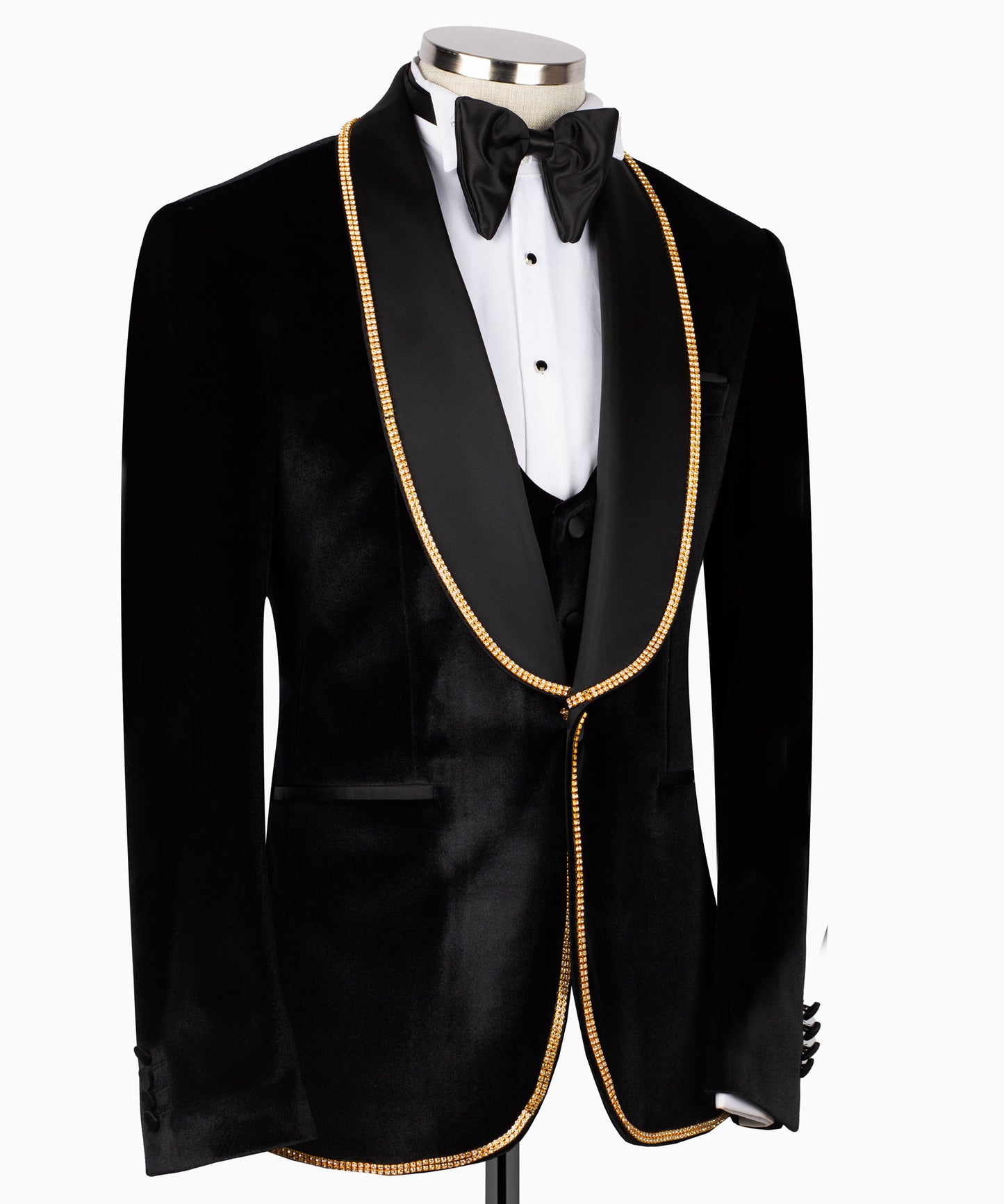 Gold Rhinestone Embroidered Velvet Tuxedo