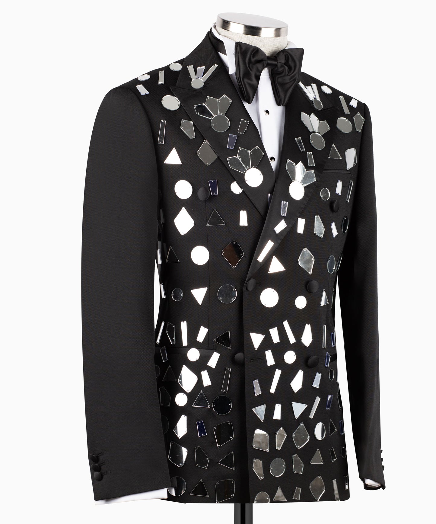 Silver Shape Rhinestone Embroidered Tuxedo