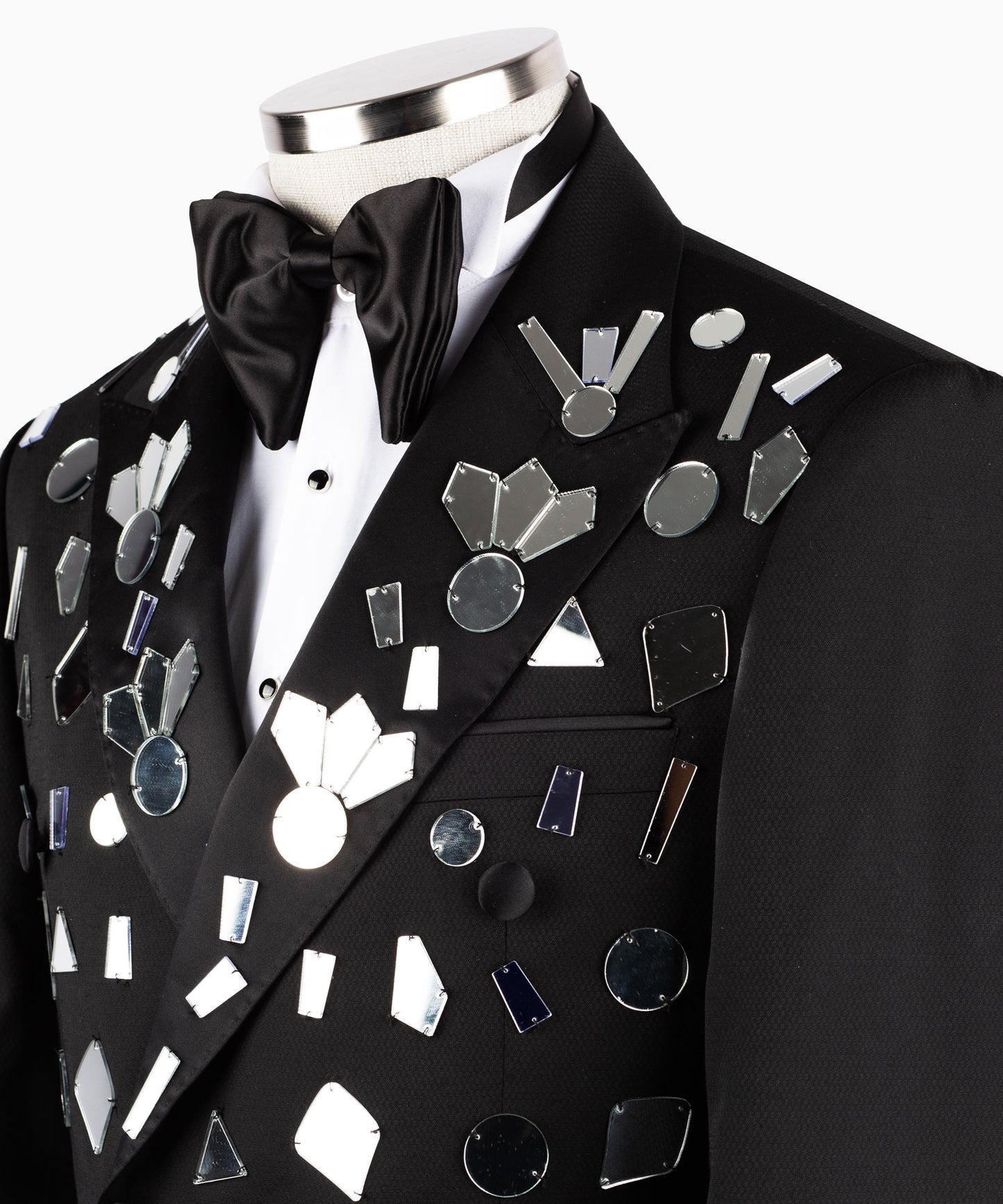 Silver Shape Rhinestone Embroidered Tuxedo