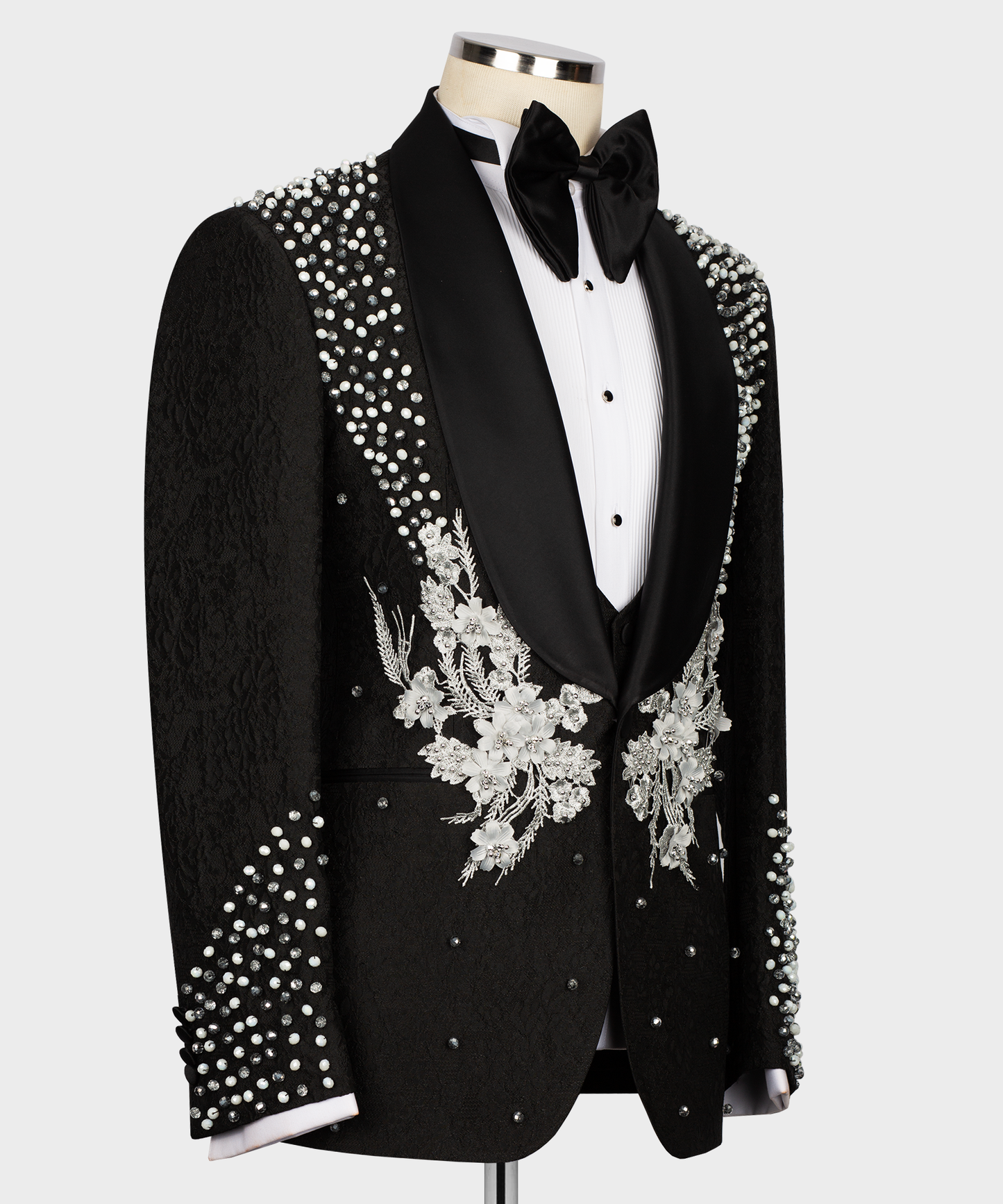 Flower Patterned Black Tuxedo
