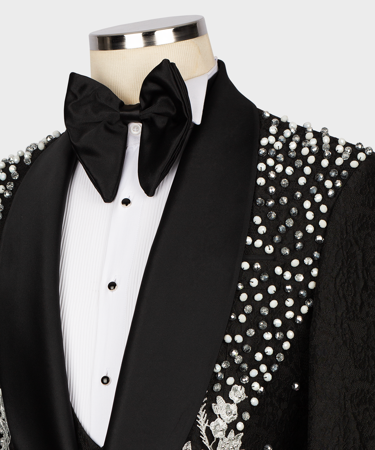 Flower Patterned Black Tuxedo