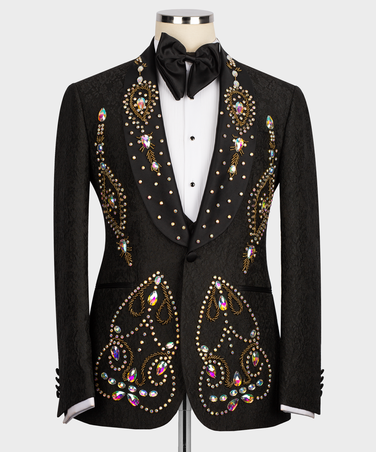 Black tuxedo with colored stones