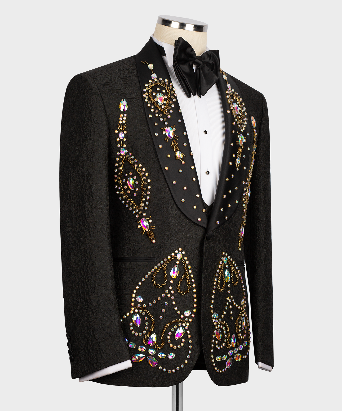 Black tuxedo with colored stones