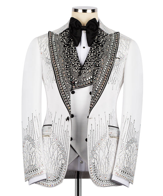 Jacket and pants stone embroidered tuxedo