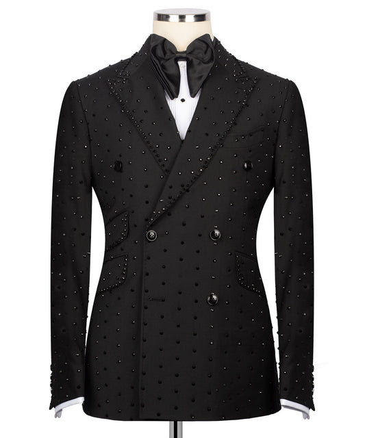 Fully Embroidered Tuxedo - Black