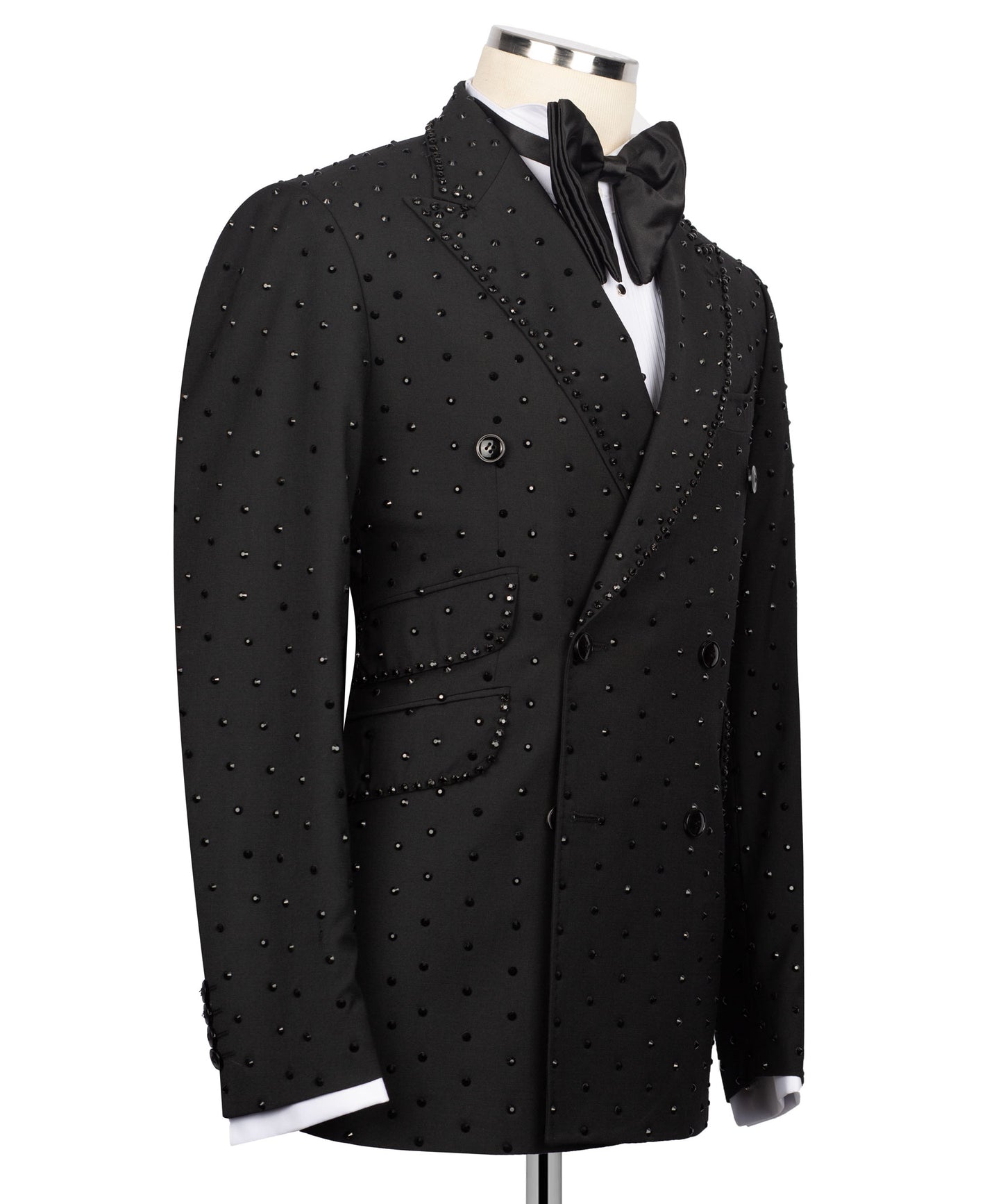 Fully Embroidered Tuxedo - Black