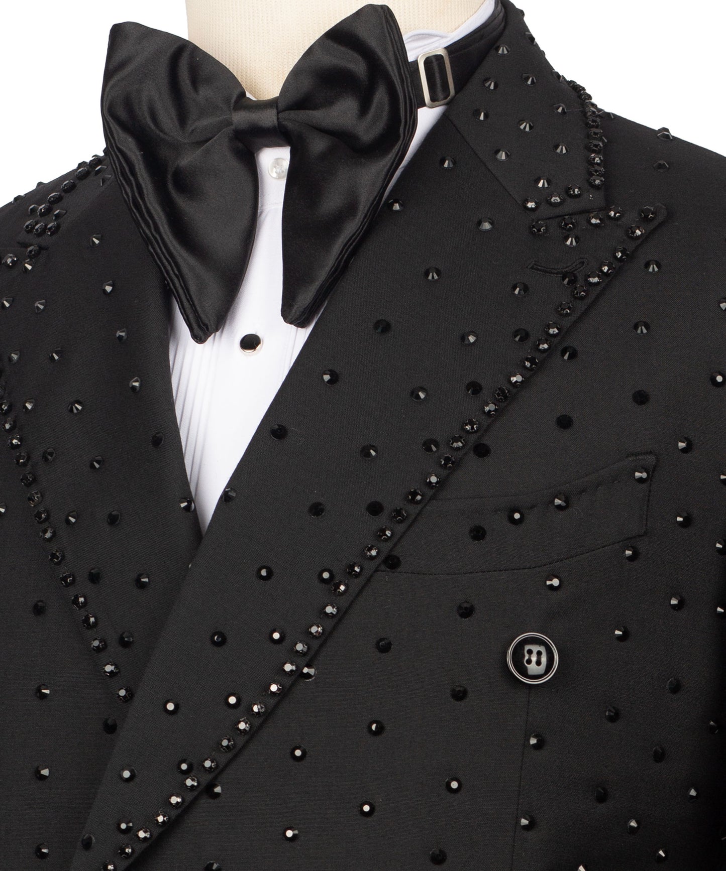 Fully Embroidered Tuxedo - Black