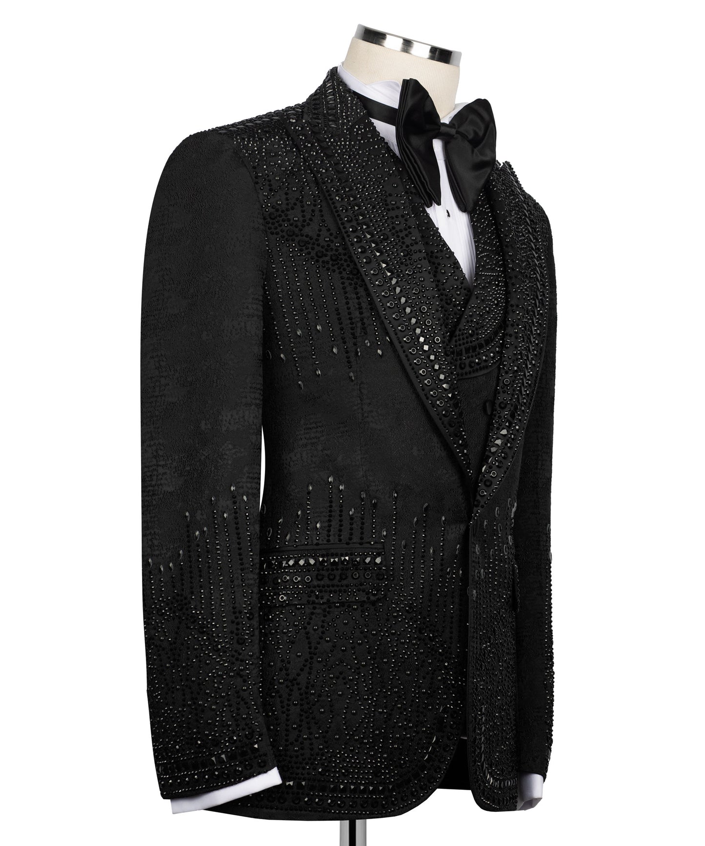 Tuxedo with stone embroidery on trousers, jacket and vest
