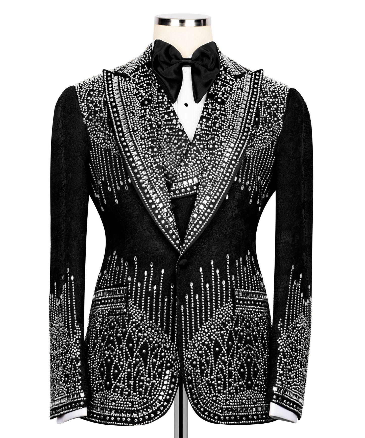 Tuxedo with stone embroidery on trousers, jacket and vest