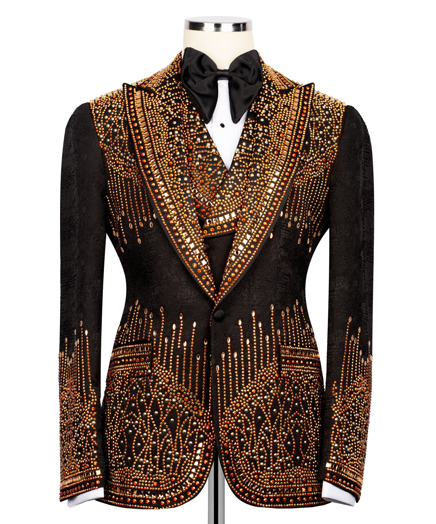 Tuxedo with stone embroidery on trousers, jacket and vest