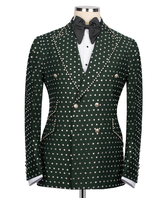Fully Embroidered Tuxedo - Green