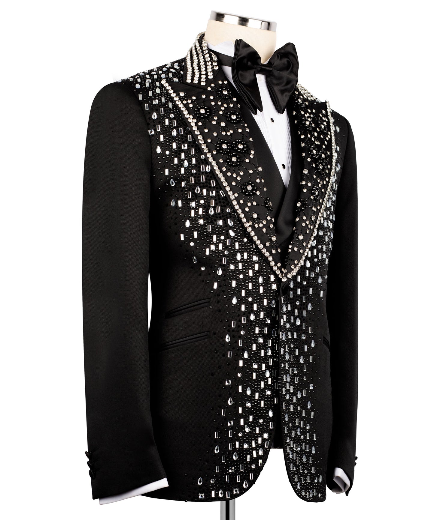 Silver Embroidered Black Tuxedo