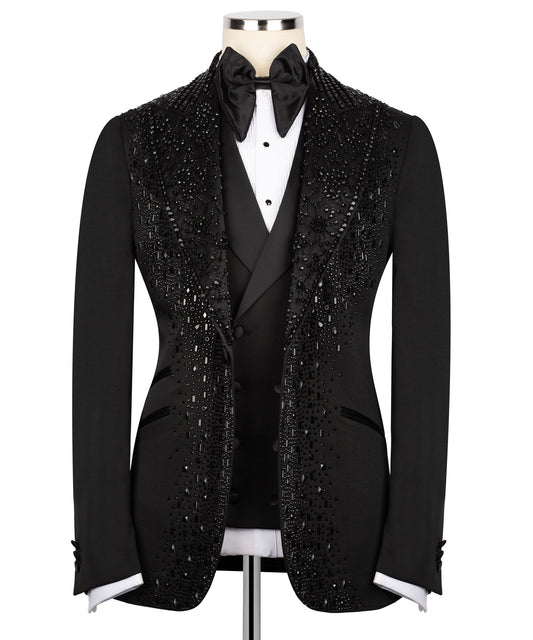 Black Embroidered  Tuxedo
