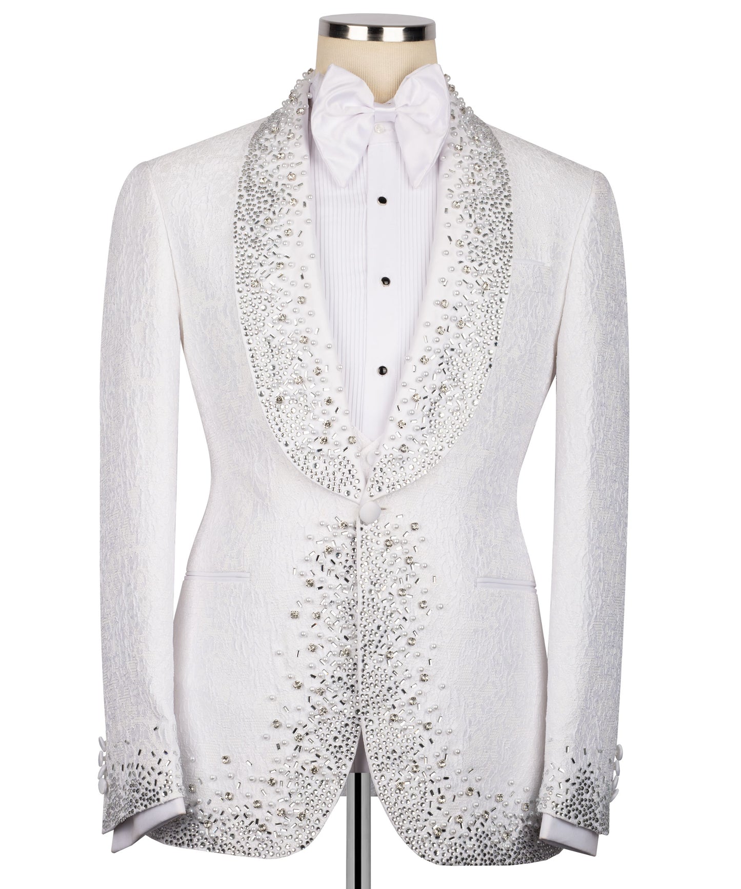 Embroidered  White Tuxedo