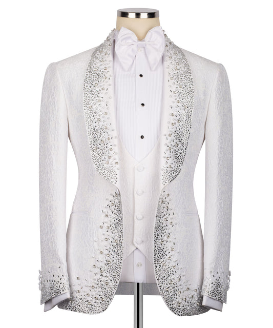 Embroidered  White Tuxedo