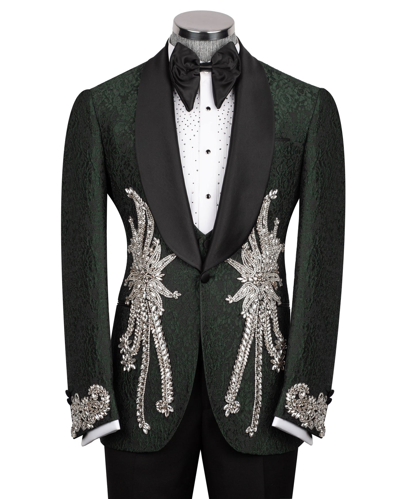 Stone Embroidered Green Tuxedo