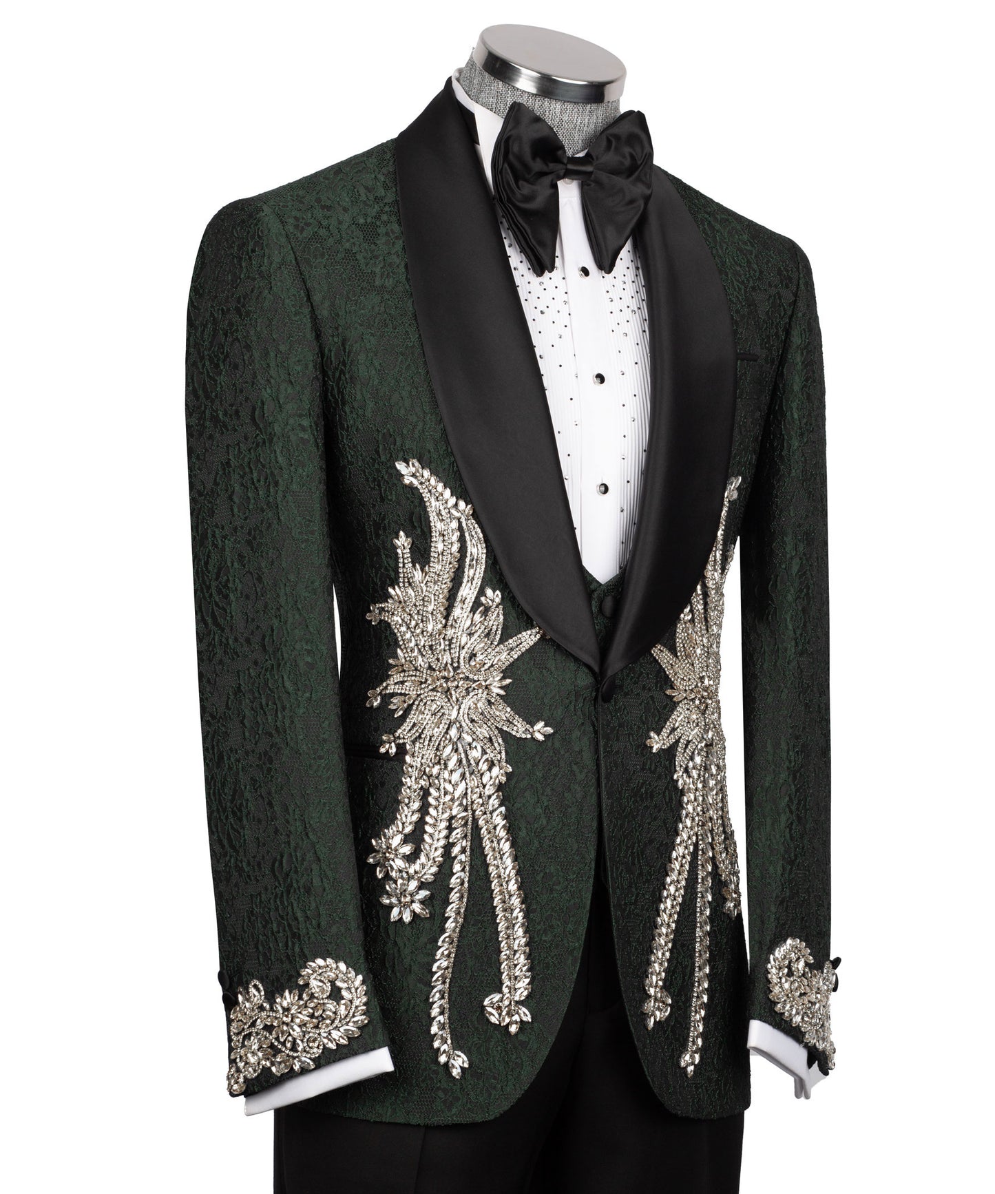 Stone Embroidered Green Tuxedo