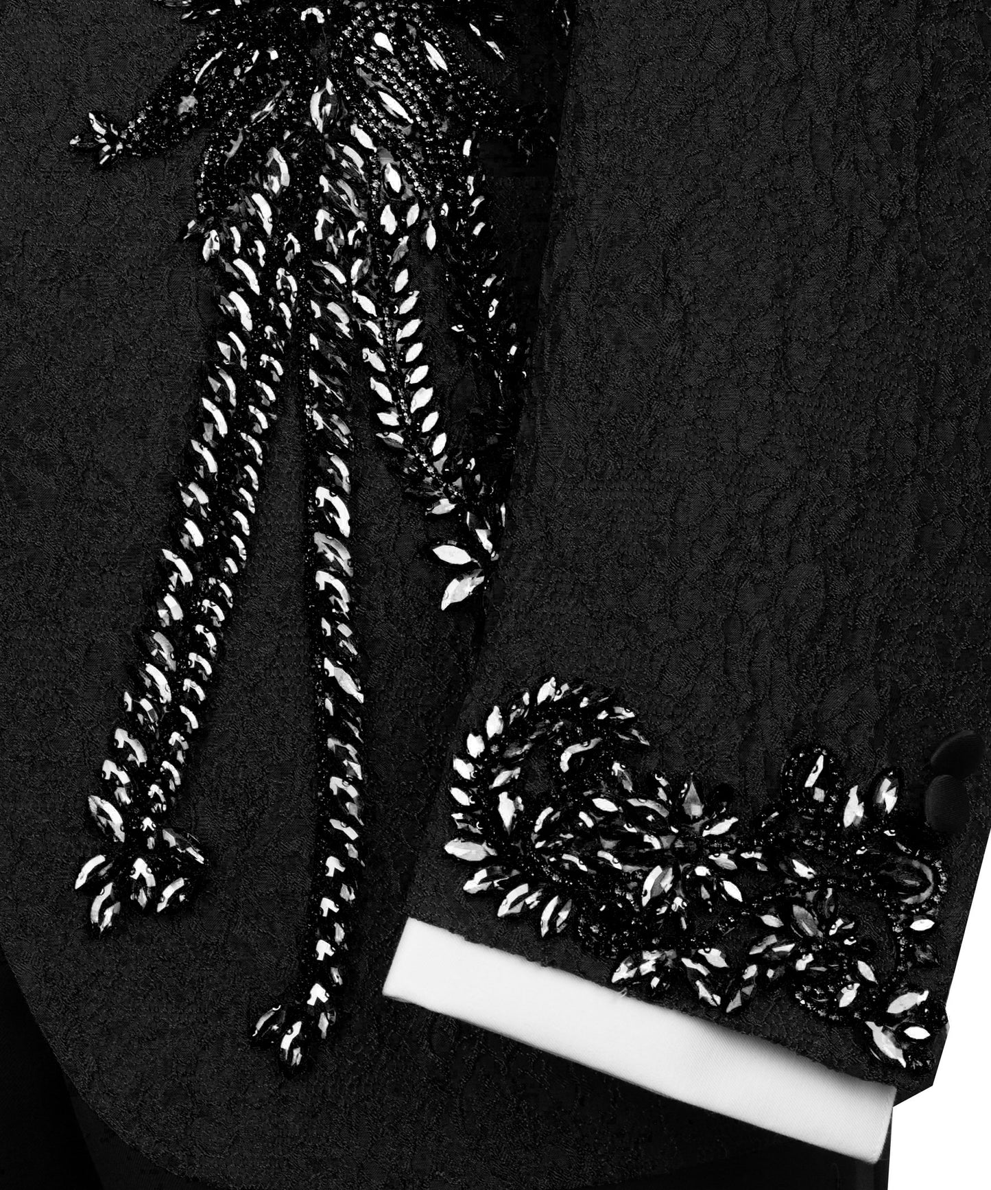 Stone Embroidered Black Tuxedo