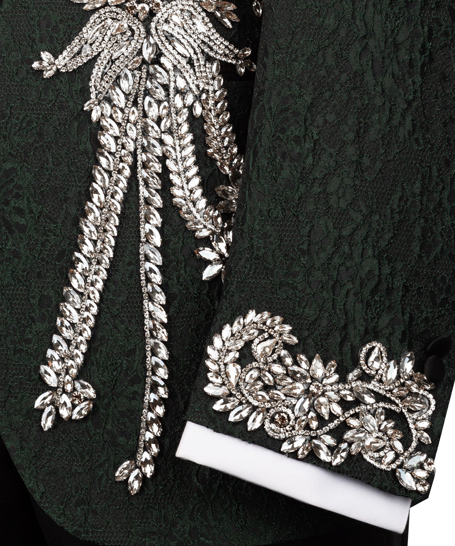 Stone Embroidered Green Tuxedo