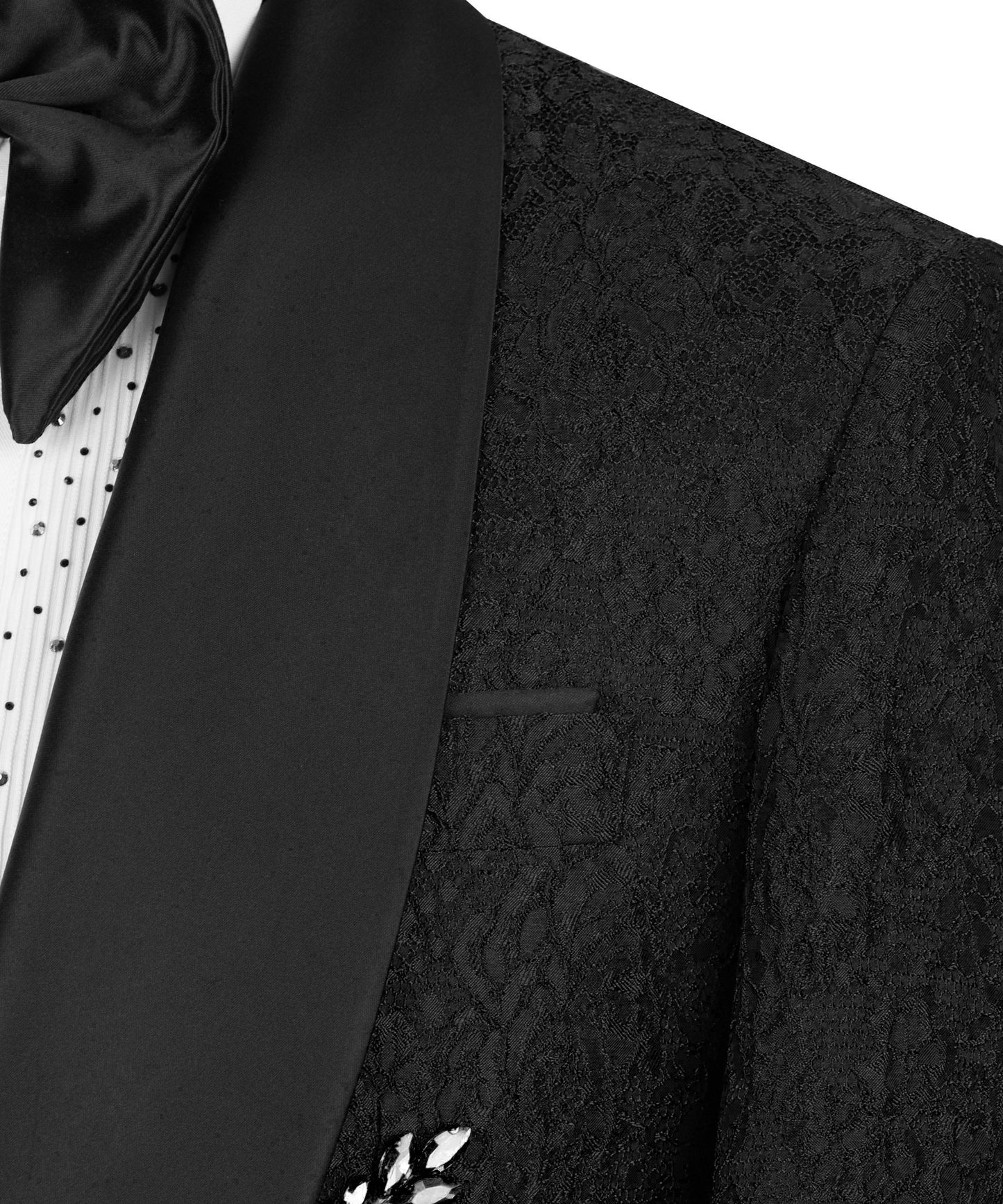 Stone Embroidered Black Tuxedo