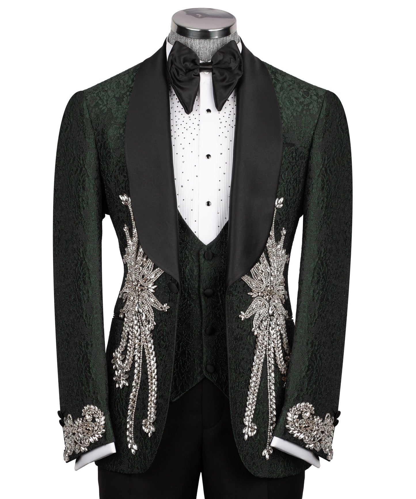 Stone Embroidered Green Tuxedo
